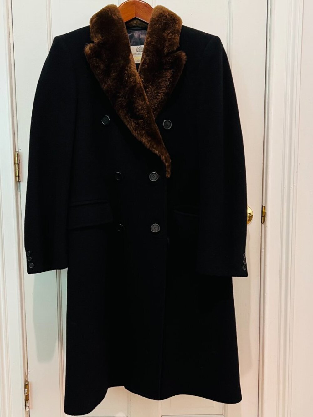 VTG Aquascutum Saks Vicuna Mens Double Breast Dress Coat Wool Cashmere Fur 38